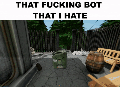 a screenshot of a video game with the words that fucking bot that i hate below it