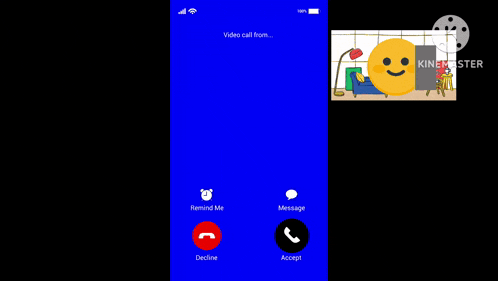 a screen shot of a video call with a smiley face on it