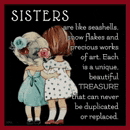 two little girls hugging each other with a quote about sisters