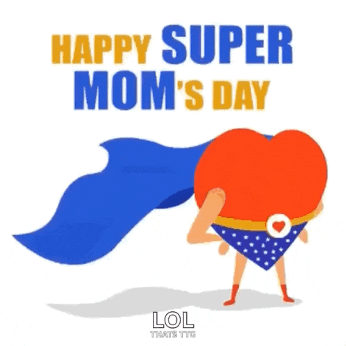 a happy super mom 's day greeting card with a heart shaped superhero
