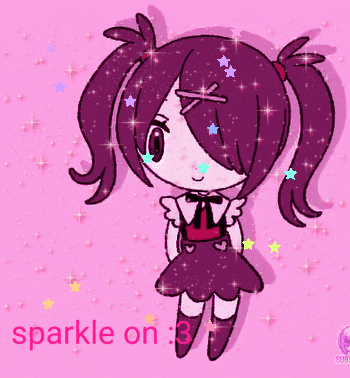 a drawing of a girl on a pink background with the words " sparkle on 3 "