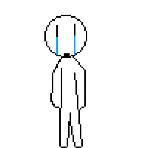 a pixel art drawing of a person holding a star