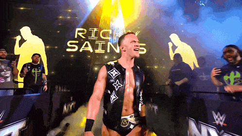 a wrestler with the name rick saints on the back