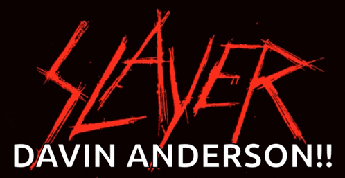 a red background with the name davin anderson written in white