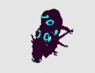a pixel art drawing of a dragon with a long tail