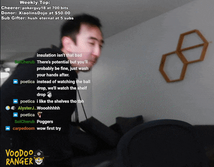 a screenshot of a voodoo ranger stream shows a man talking