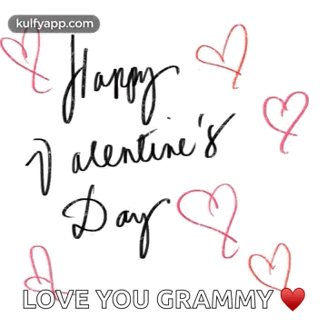 a happy valentine 's day greeting card with red hearts and the words love you grammy