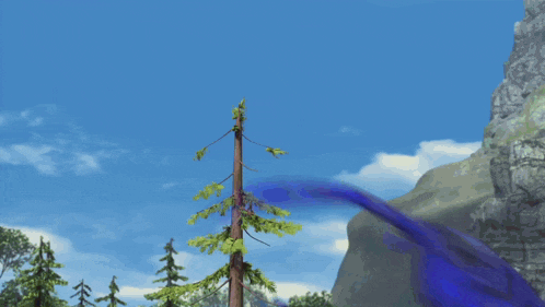 a purple dragon is flying in the air with a blue sky in the background
