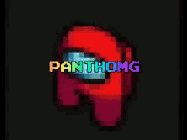 a pixel art of a red among us character with the name panthomg on it