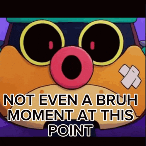 a cartoon character with a bandage on his face and the words not even a bruh moment at this point