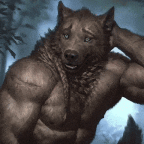 a painting of a werewolf with a braided neck