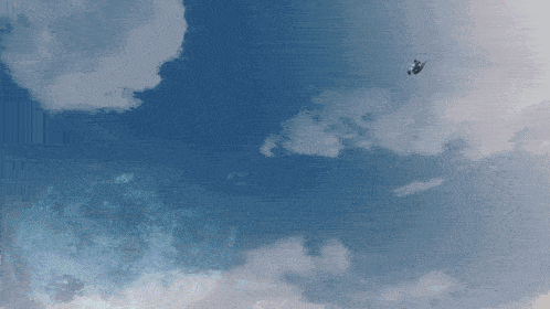 a purple dragon is flying through a cloudy sky