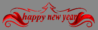 a red sign that says happy new year with a christmas tree on it