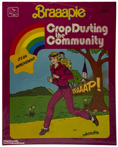 braaapie cropdusting the community is a purple book with a rainbow on the cover
