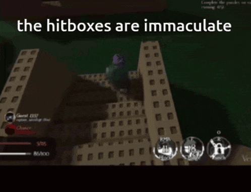 a screen shot of a video game with the words the hitboxes are immaculate