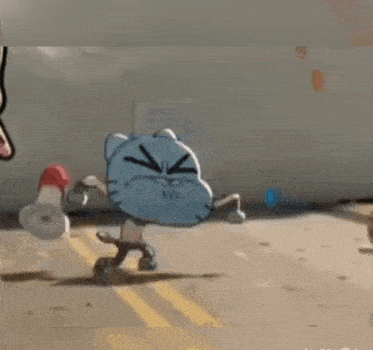 gumball from the amazing world of gumball is walking down a street