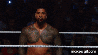 a crowd of people are watching a wrestling match on make a gif