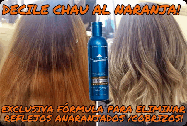a picture of a woman 's hair and a bottle of la riviere shampoo