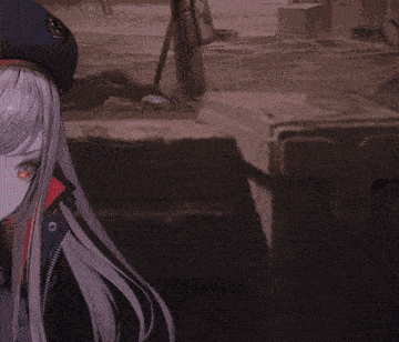 a girl in a military uniform is kneeling in front of a screen with the number 27 on it