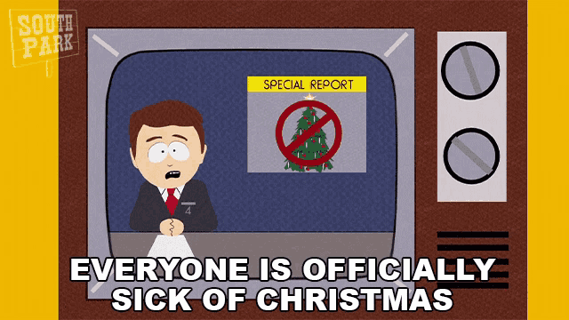 a south park cartoon shows a special report about christmas trees
