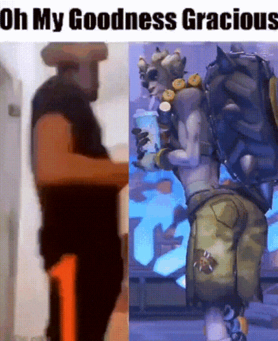 a man in a cowboy hat stands next to a video game character