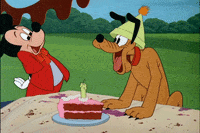 mickey mouse and pluto are celebrating a birthday together