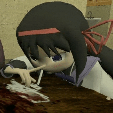 a cartoon character is smoking a cigarette while sitting at a table .