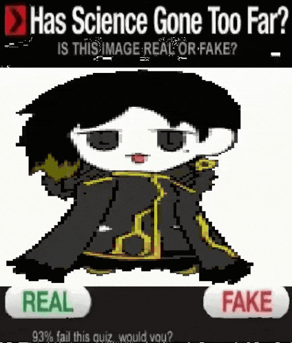 a pixel art of a person asking if science is gone too far .