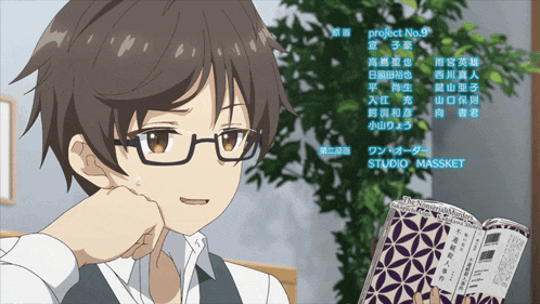 a boy wearing glasses is holding a book that says project no 9