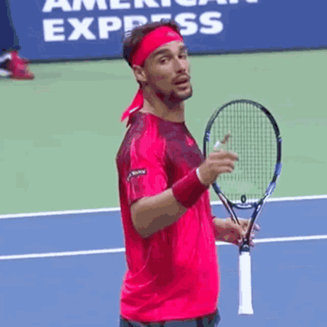a tennis player is holding a tennis racquet on a tennis court .