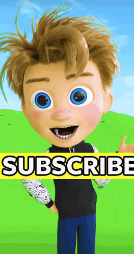 a cartoon boy is holding a sign that says " subscribe "