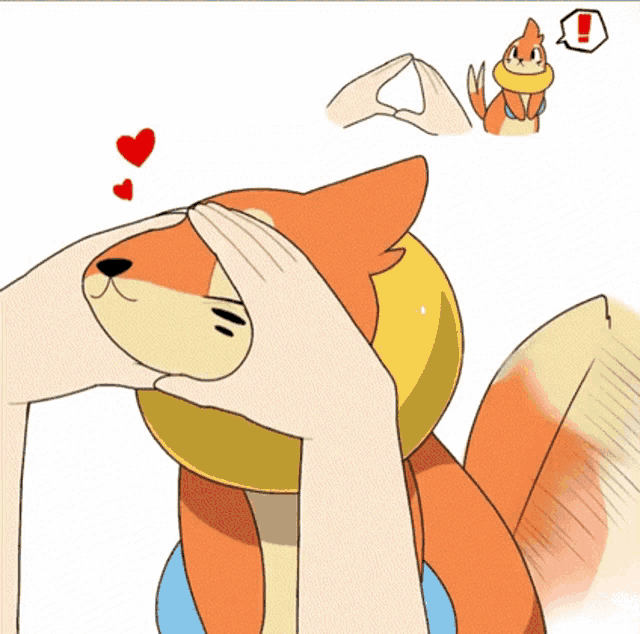 a cartoon drawing of a person petting a squirrel