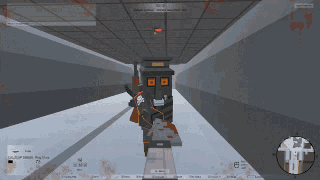 a screenshot of a video game shows a robot with a skull on his sleeve