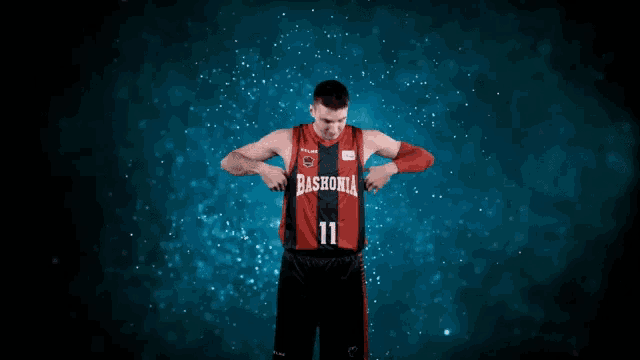 a basketball player is wearing a jersey that says baskonia
