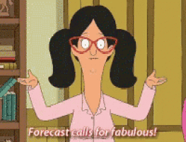 a cartoon character with glasses says forecast calls for fabulous