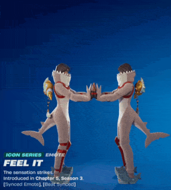 a video game character with sharks on his feet is called feel it