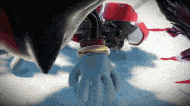 shadow the hedgehog is wearing a ring around his finger