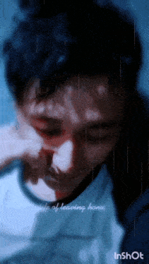 a video of a man crying with the words " while of leaving home "