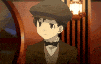 a young boy wearing a hat and bow tie looks to the side