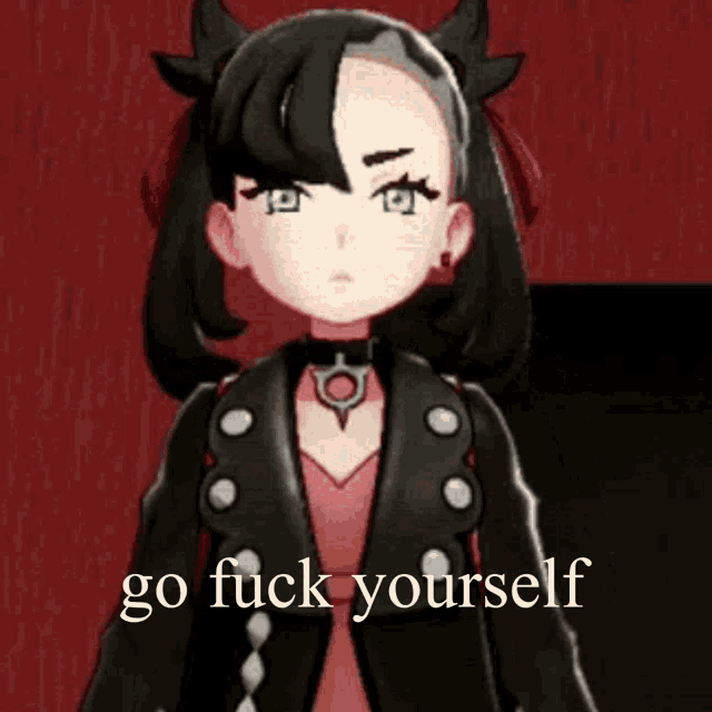 a cartoon character with horns and the words go fuck yourself