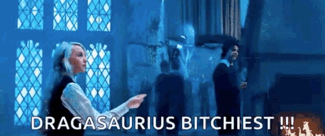 dragasaurus bitchiest is written on a blue background