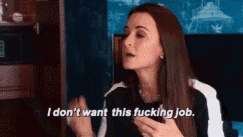 a woman is talking and saying `` i don t want this fucking job '' .