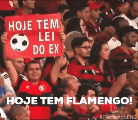 a crowd of people holding a sign that says `` hoje tem lei do ex '' .