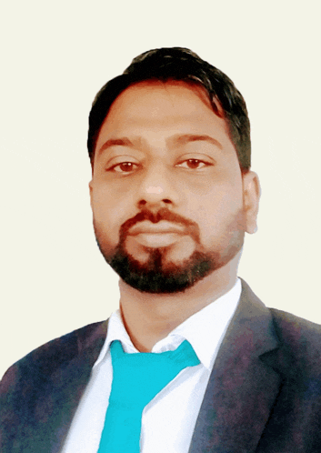 a man with a beard wearing a blue tie