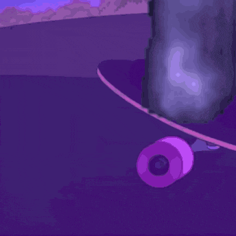 a cartoon of a man with a purple suit and a purple background