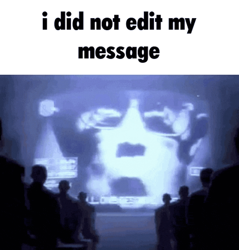 a group of people are standing in front of a screen that says i did not edit my message .