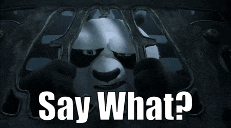 a panda bear with the words say what behind it