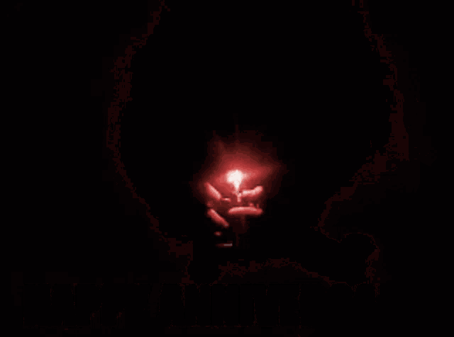 a person is holding a light in the shape of a heart with the words happy anniversary written below it .