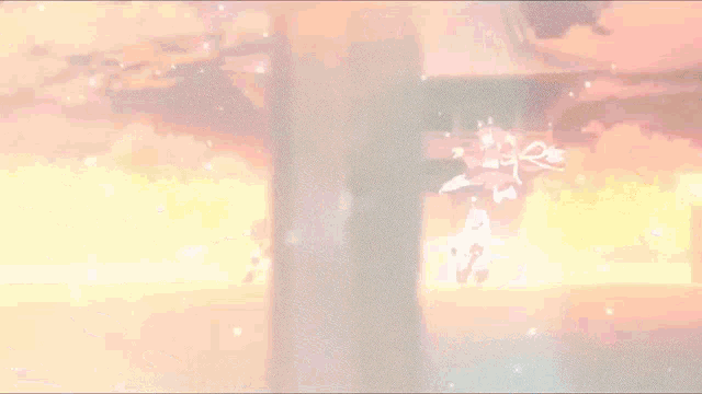 a cartoon character is flying through the air in front of a building with a roof that is on fire .