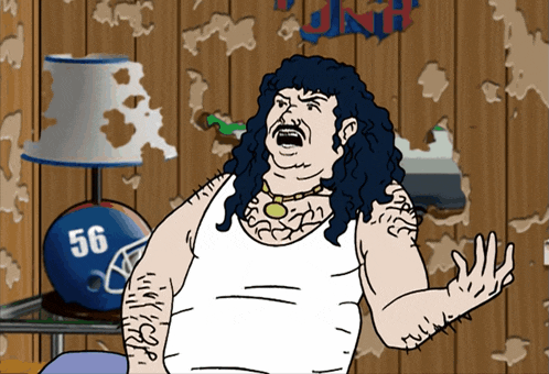 a cartoon of a man with the number 56 on his football helmet